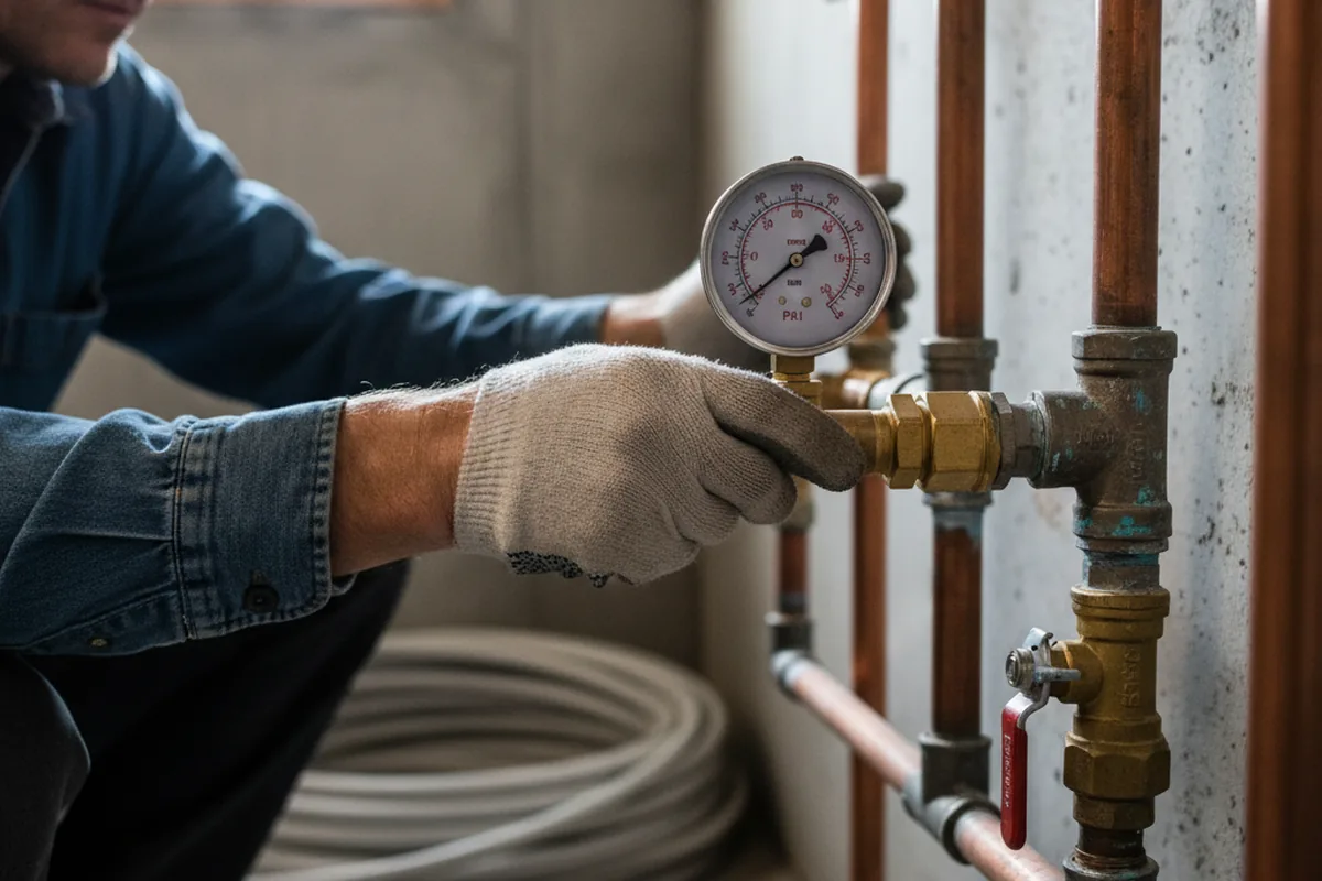 Pressure testing a repaired line during Water Line Repair in Roslyn Heights